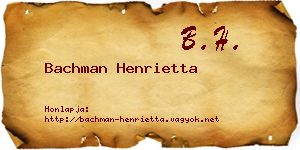 Bachman Henrietta névjegykártya